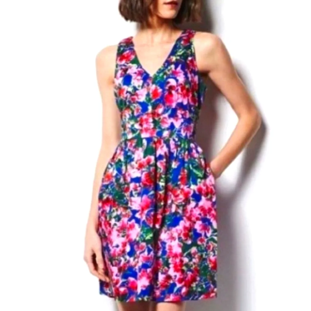 Milly for design Nation floral v neck fit n flare dress